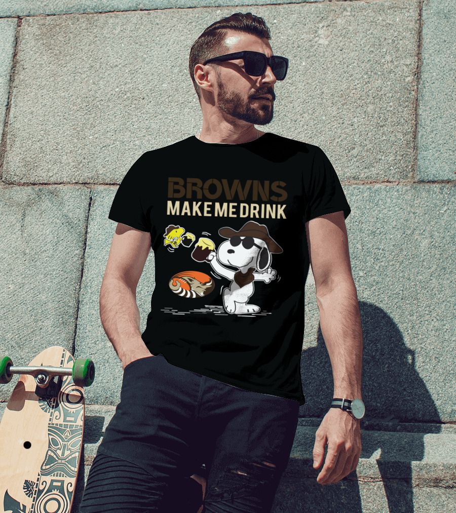 Browns Make Me Drink Snoopy And Woodstock Cleveland Browns Fans T-Shirt