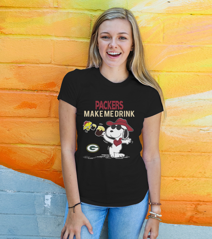 Packers Make Me Drink Snoopy With Green Bay Packers T-Shirt