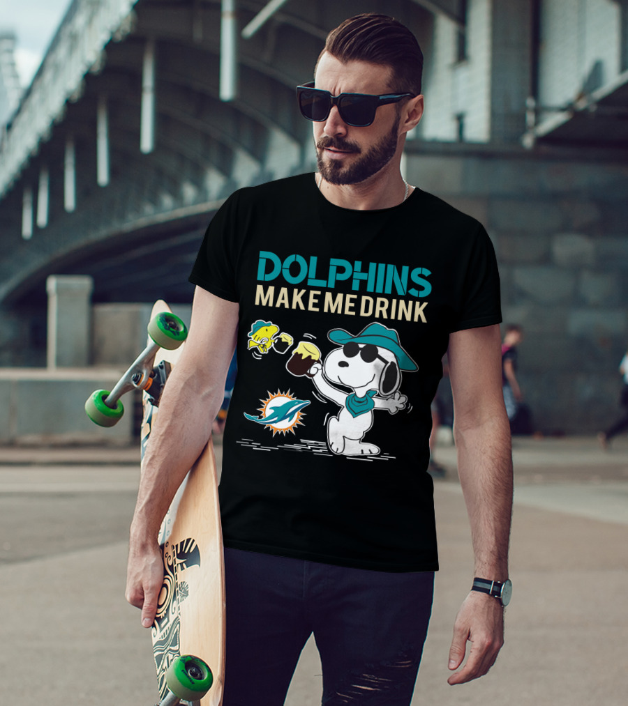 Dolphins Make Me Drink Snoopy Miami Dolphins Fans T-Shirt