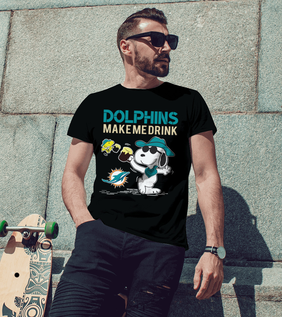 Dolphins Make Me Drink Snoopy Miami Dolphins Fans T-Shirt