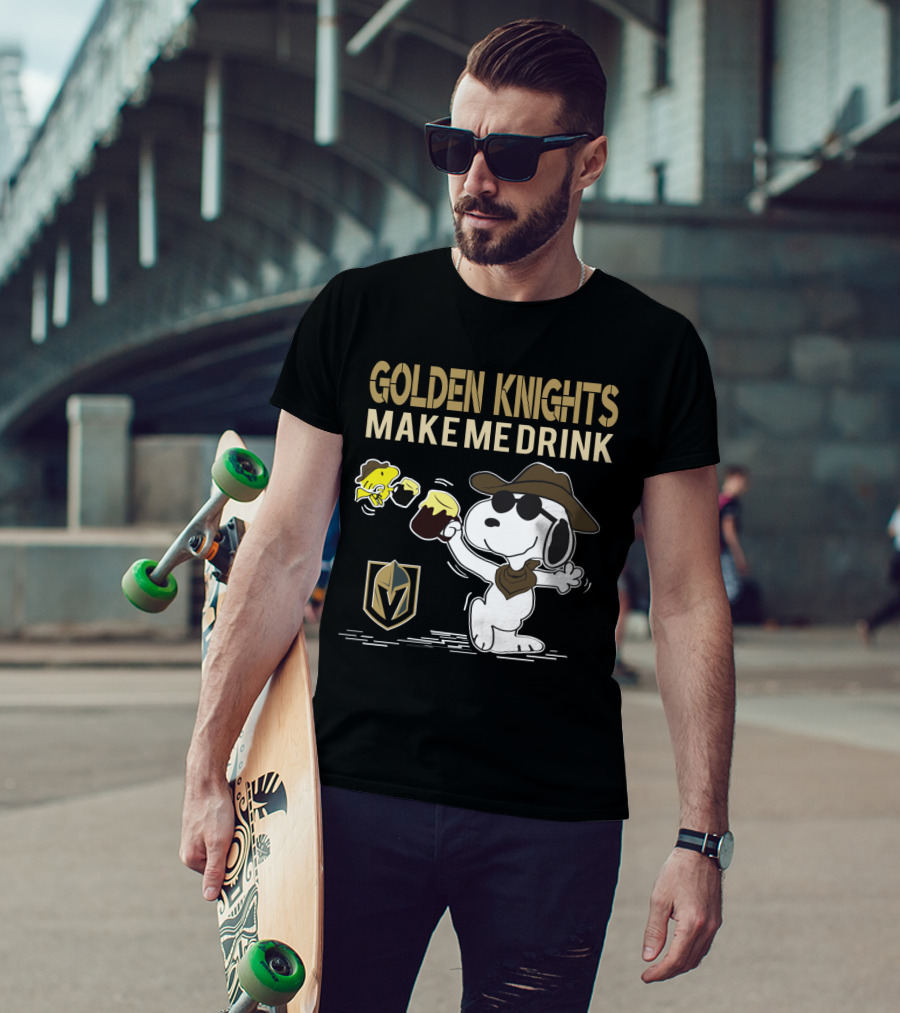 Snoopy Golden Knights Make Me Drink Vegas Fans Peanuts Style T-Shirt