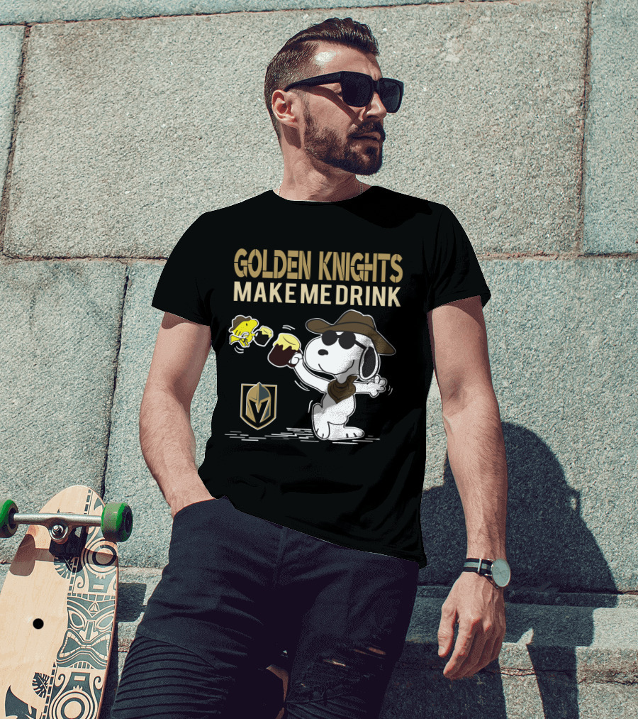 Snoopy Golden Knights Make Me Drink Vegas Fans Peanuts Style T-Shirt