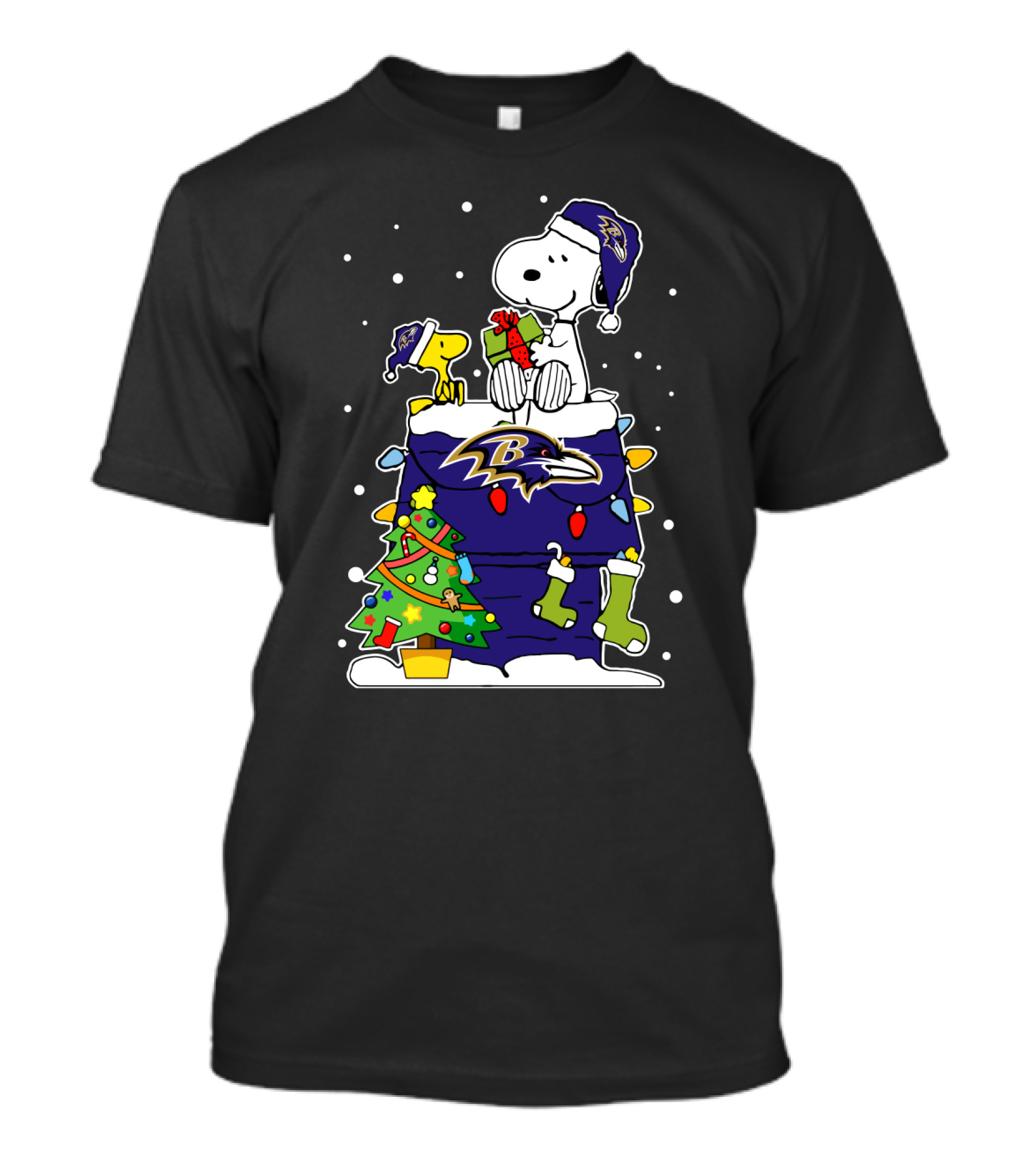 Baltimore Ravens Christmas With Snoopy And Woodstock Gifts T-Shirt