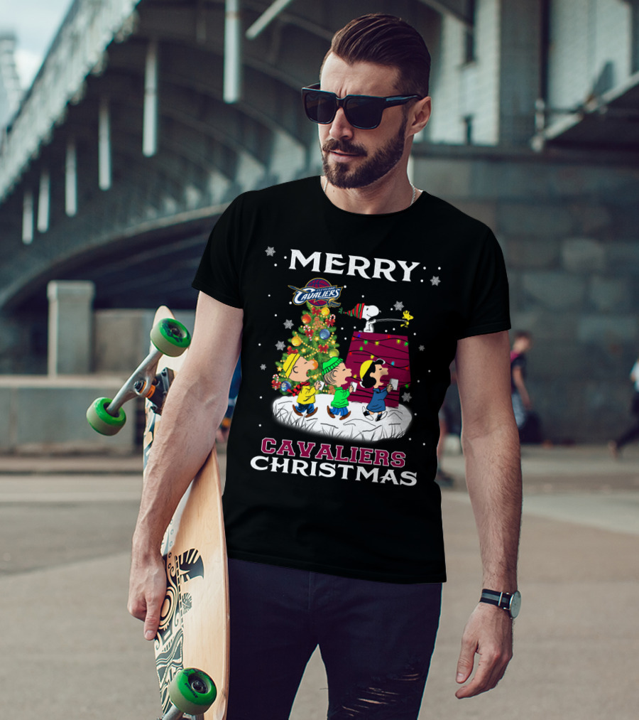 Merry Cavaliers Christmas Cleveland Snoopy Cavaliers T-Shirt