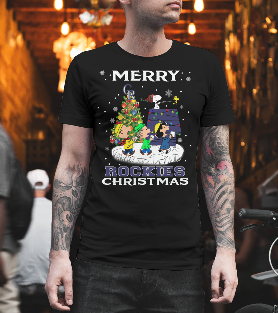 Merry Colorado Rockies Christmas with Snoopy and Friends Peanuts T-Shirt