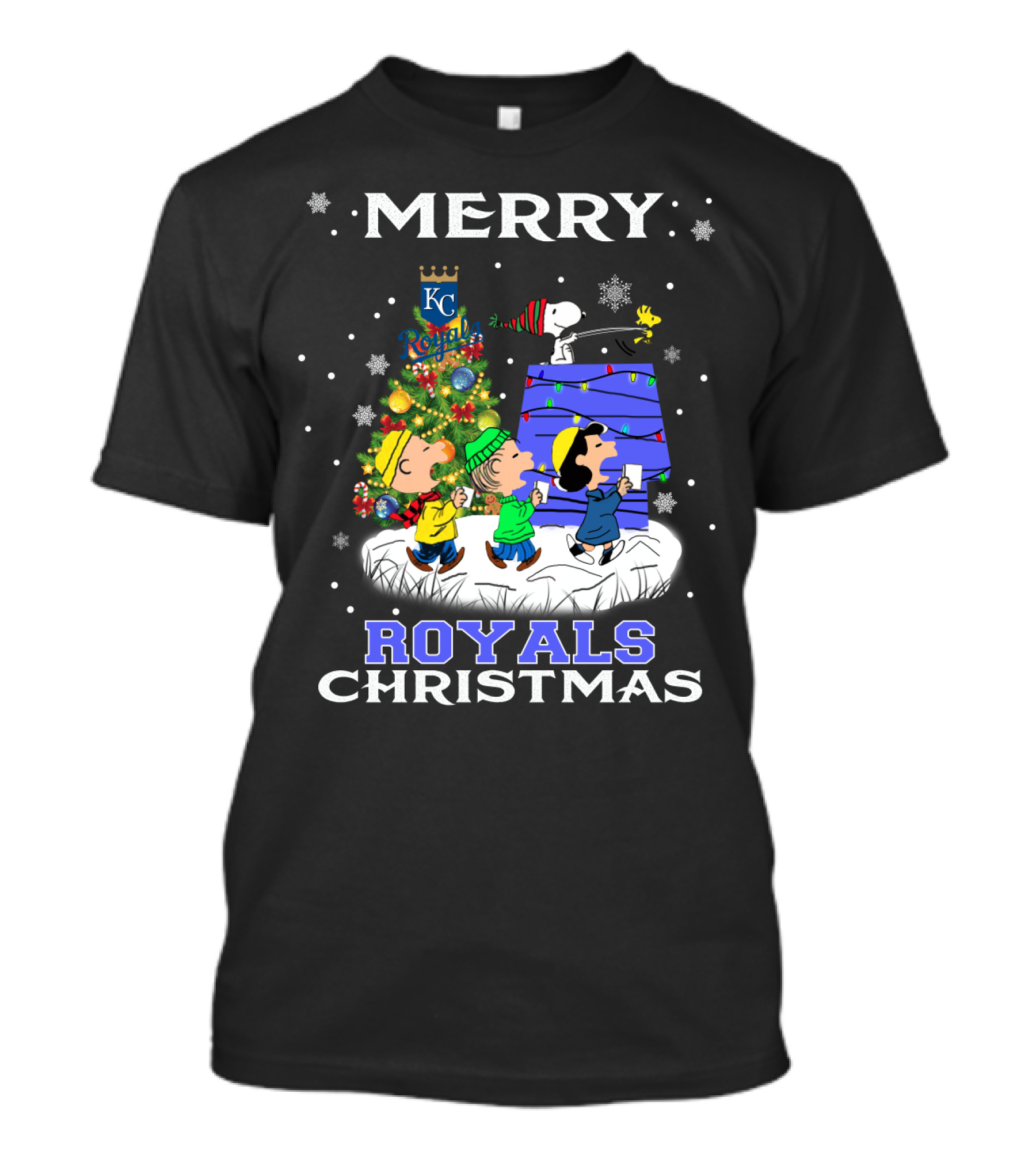 Kansas City Royals Christmas With Snoopy And Friends - Merry Festive T-Shirt