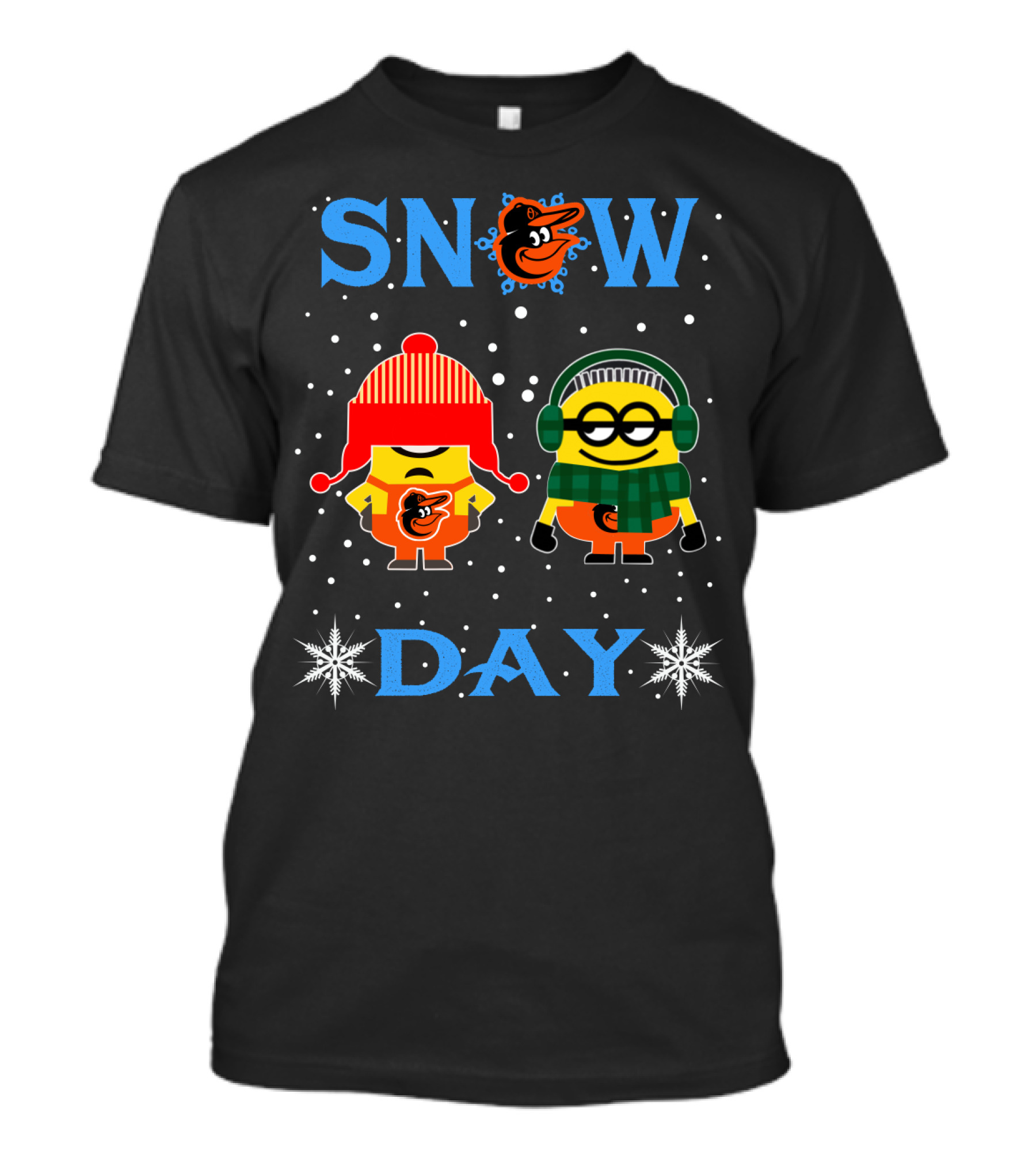 Snow Day Baltimore Orioles Minions Winter T-Shirt