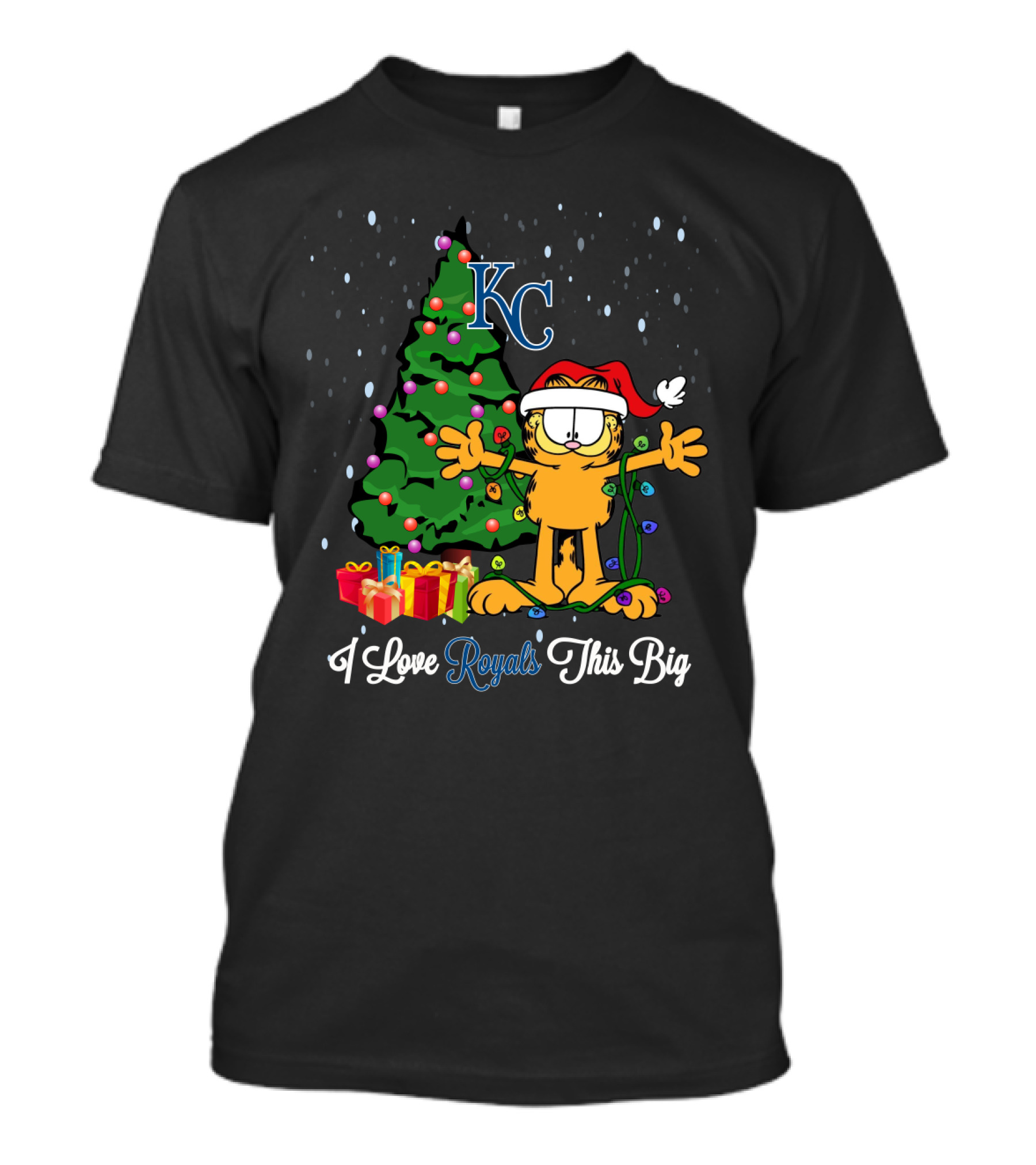 Christmas Garfield Loves Kansas City Royals KC Tree T-Shirt