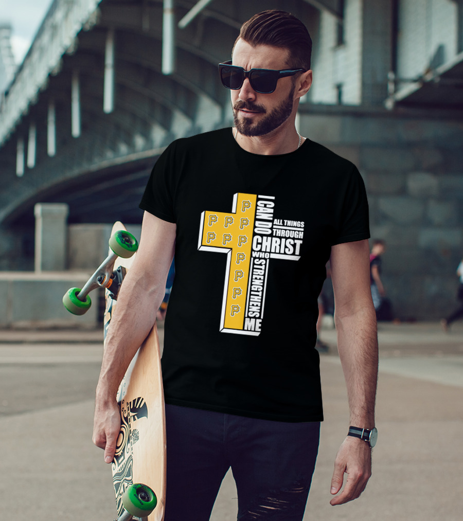 Pittsburgh Pirates Cross I Can Do All Things Through Christ Who Strengthens Me T-Shirt
