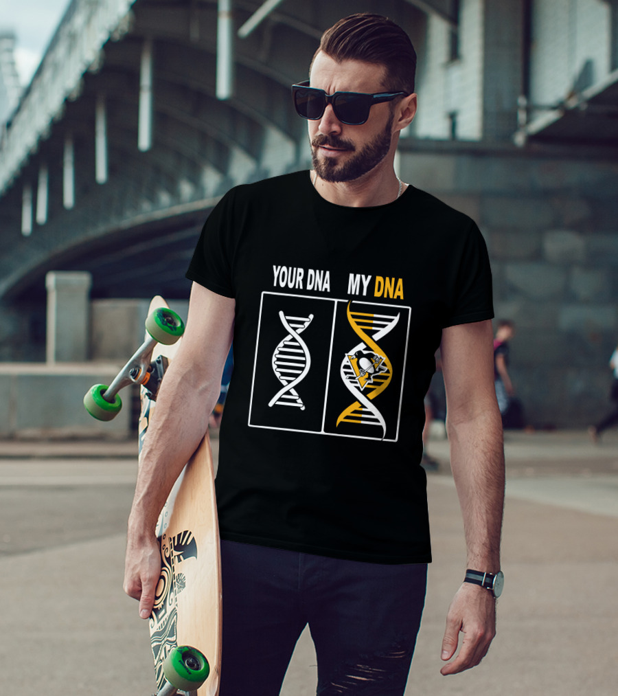 Your DNA My DNA Pittsburgh Penguins Hockey Logo DNA Strands T-Shirt