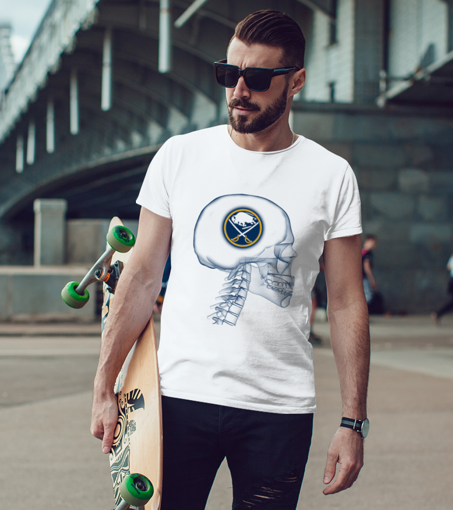 Buffalo Sabres Logo Inside Skull T-Shirt