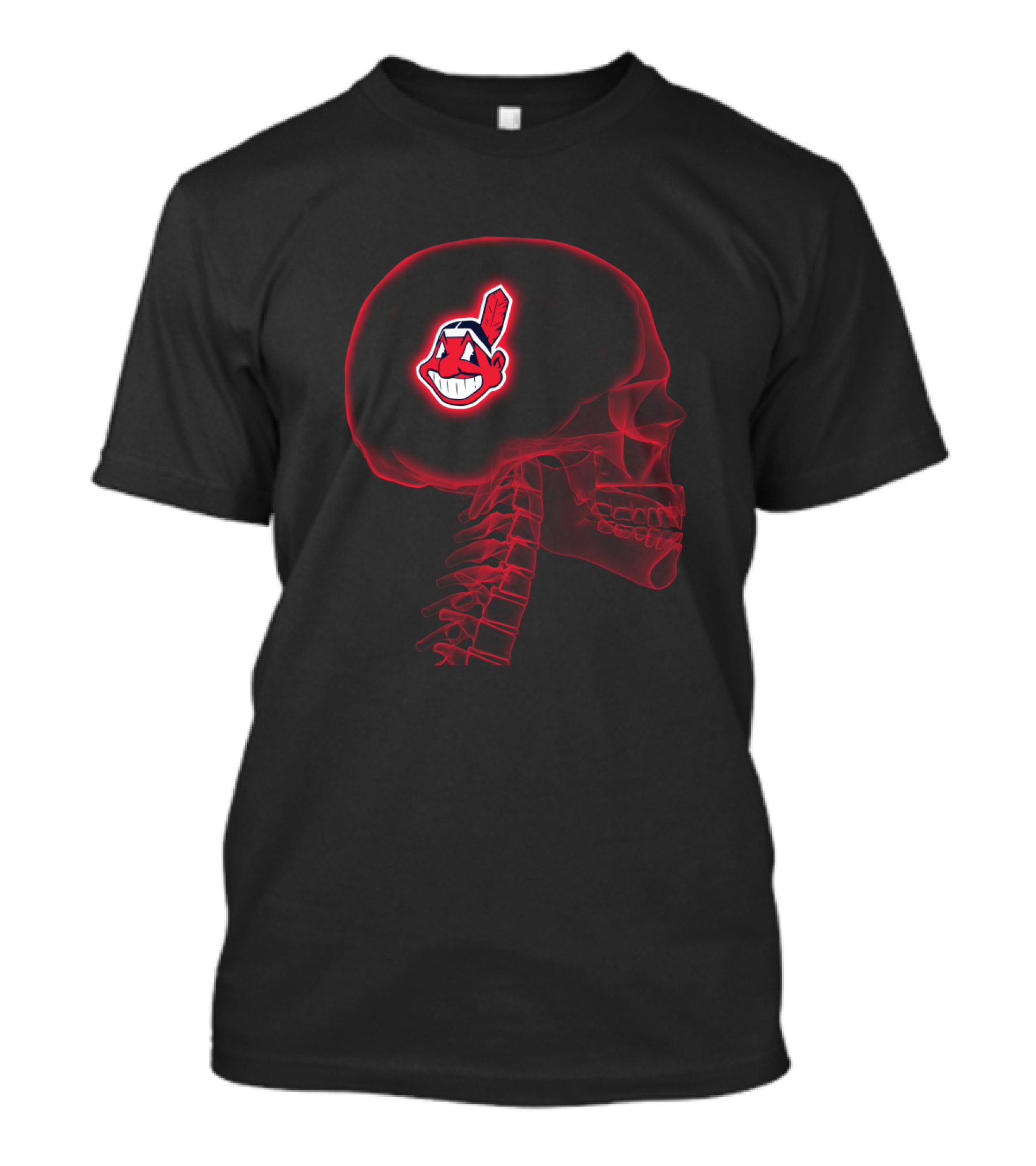 Cleveland Indians Chief Wahoo Logo In Skull X-Ray Brain T-Shirt