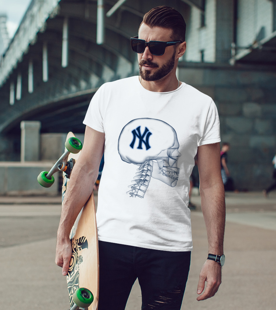 New York Yankees Logo Inside Skull X-Ray Brain T-Shirt