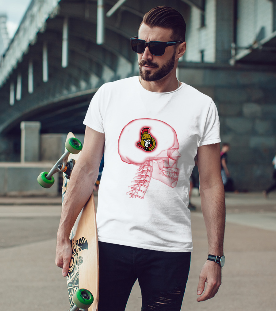 Ottawa Senators Logo Inside Skull Brain Outline T-Shirt