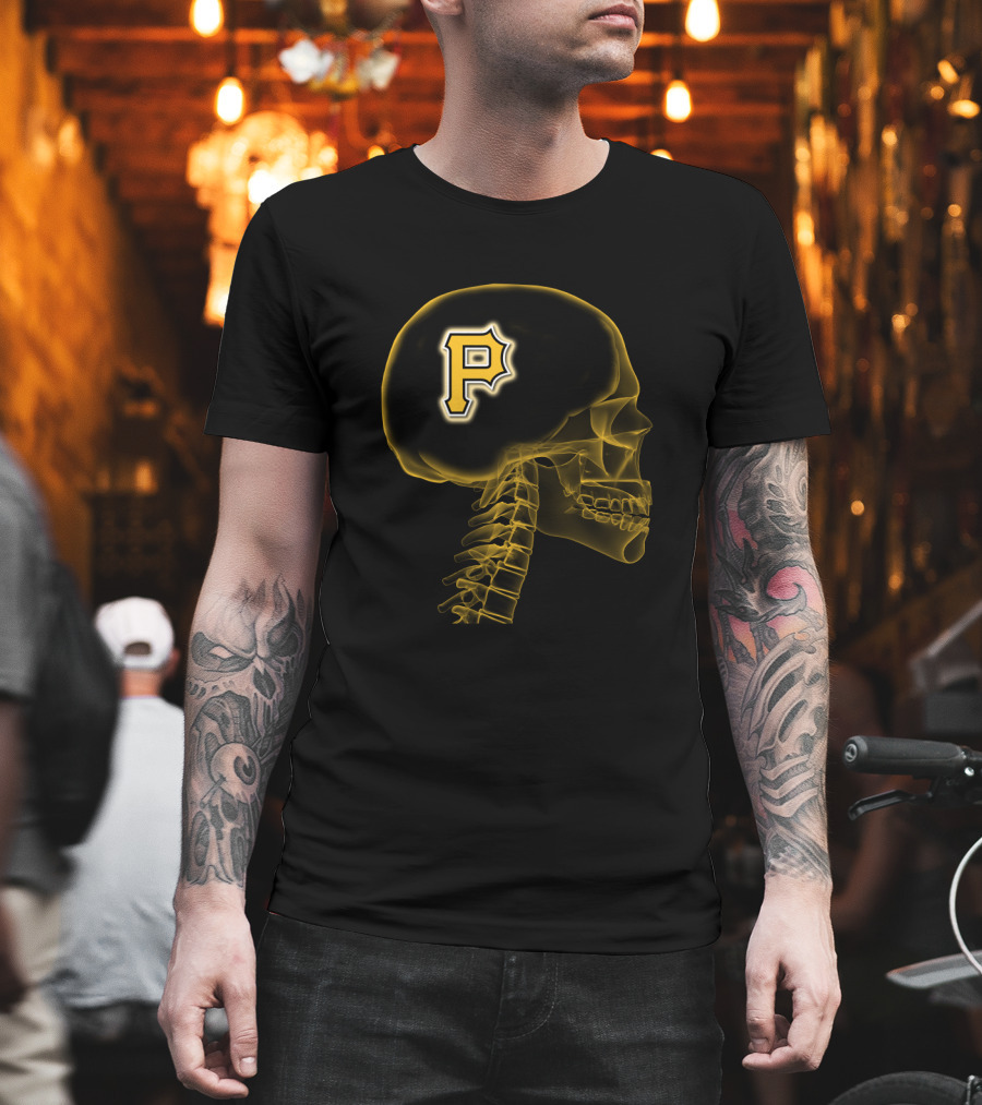 Pittsburgh Pirates Enthusiast Skull with Logo Brain X-Ray T-Shirt