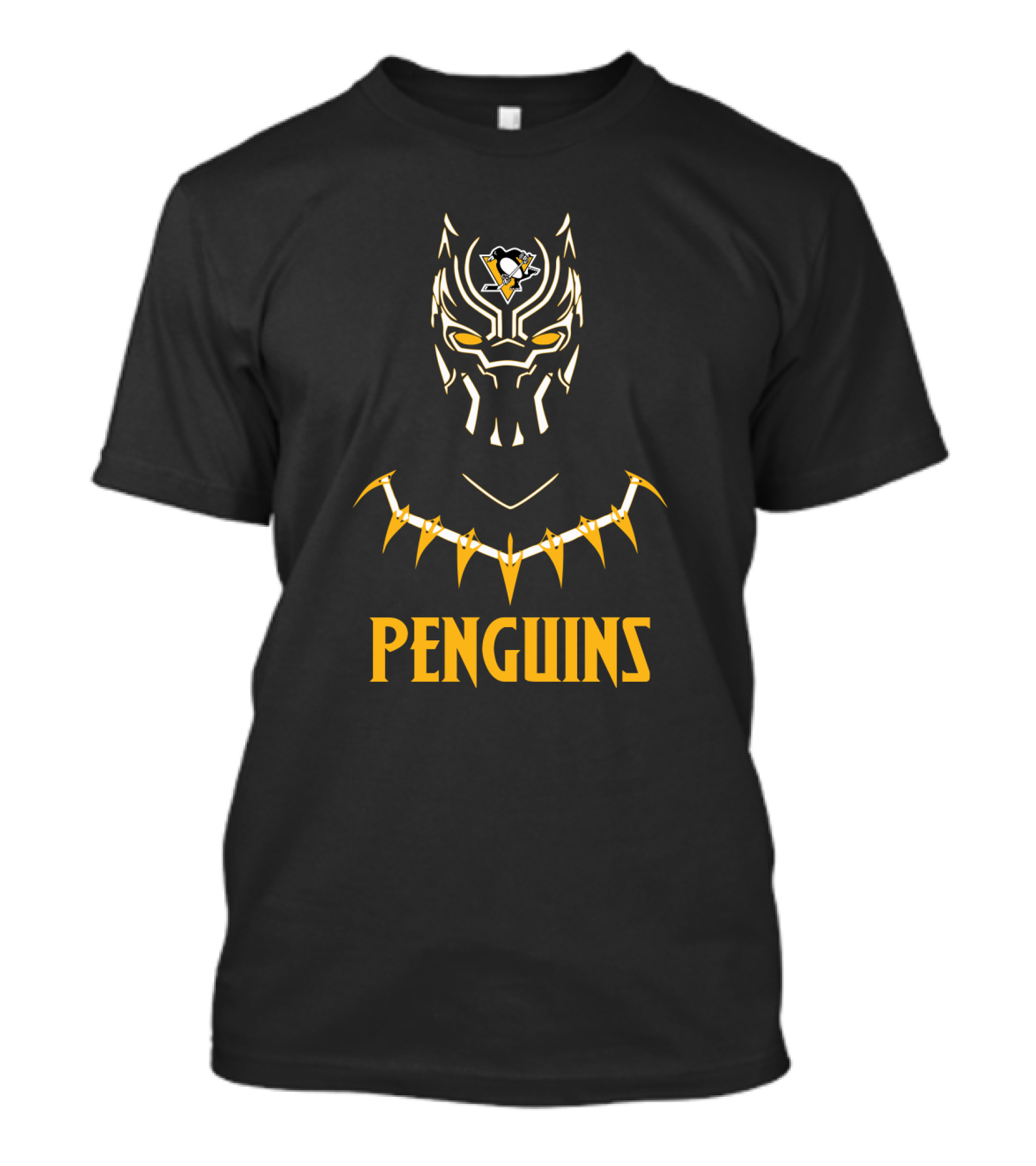Black Panther Mask With Pittsburgh Penguins T-Shirt