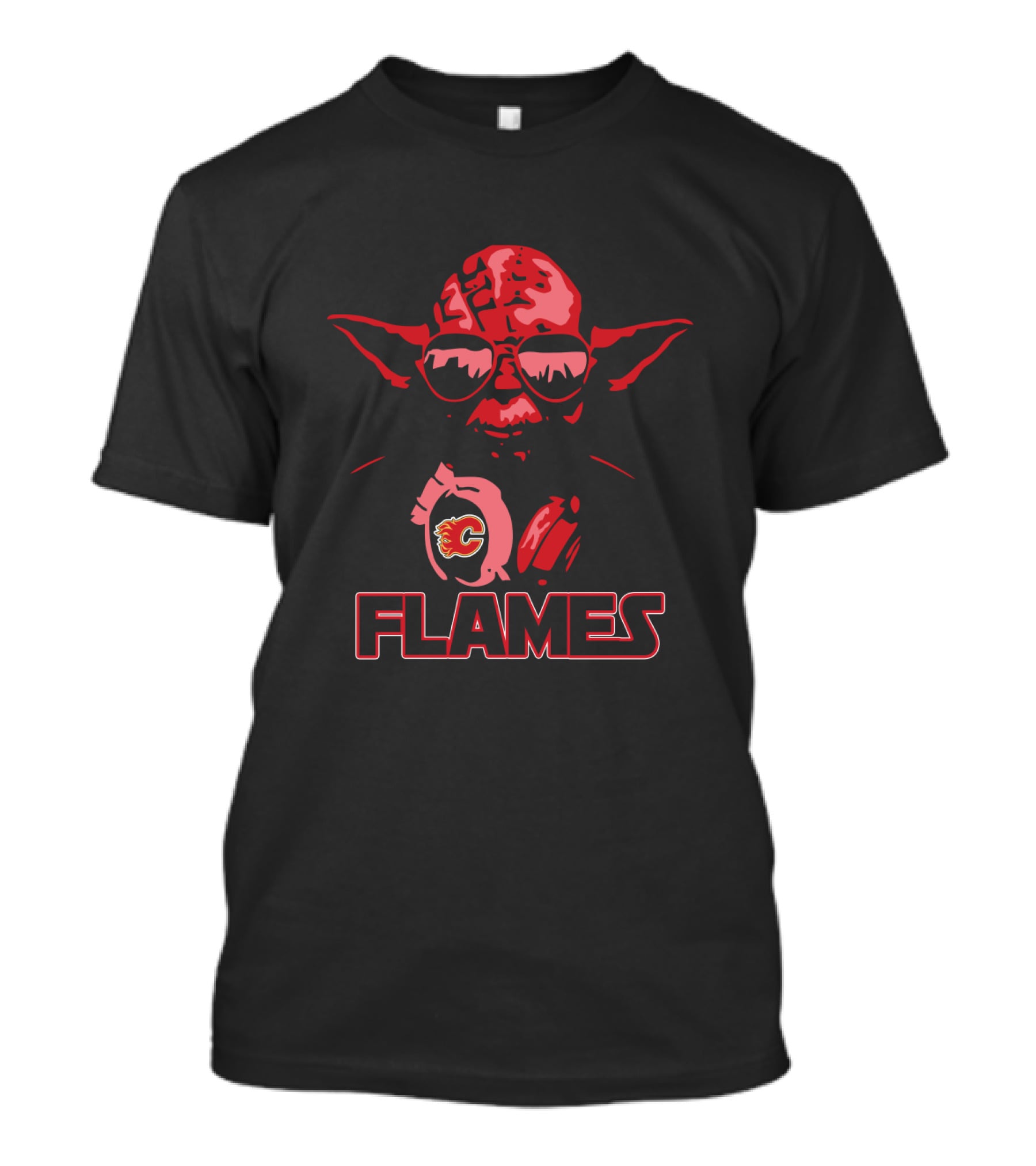 Calgary Flames Hockey Meets Yoda From Star Wars In Unique Fan Mashup T-Shirt
