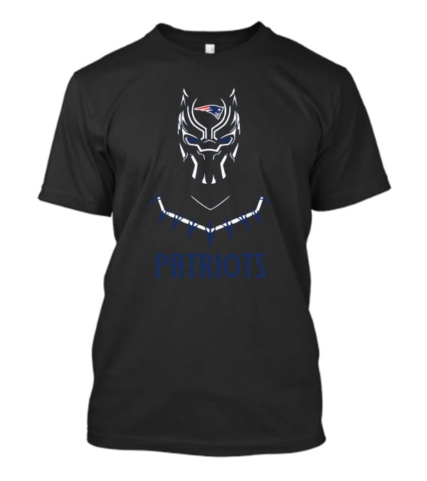 Black Panther Mask With New England Patriots Logo For Fans T-Shirt
