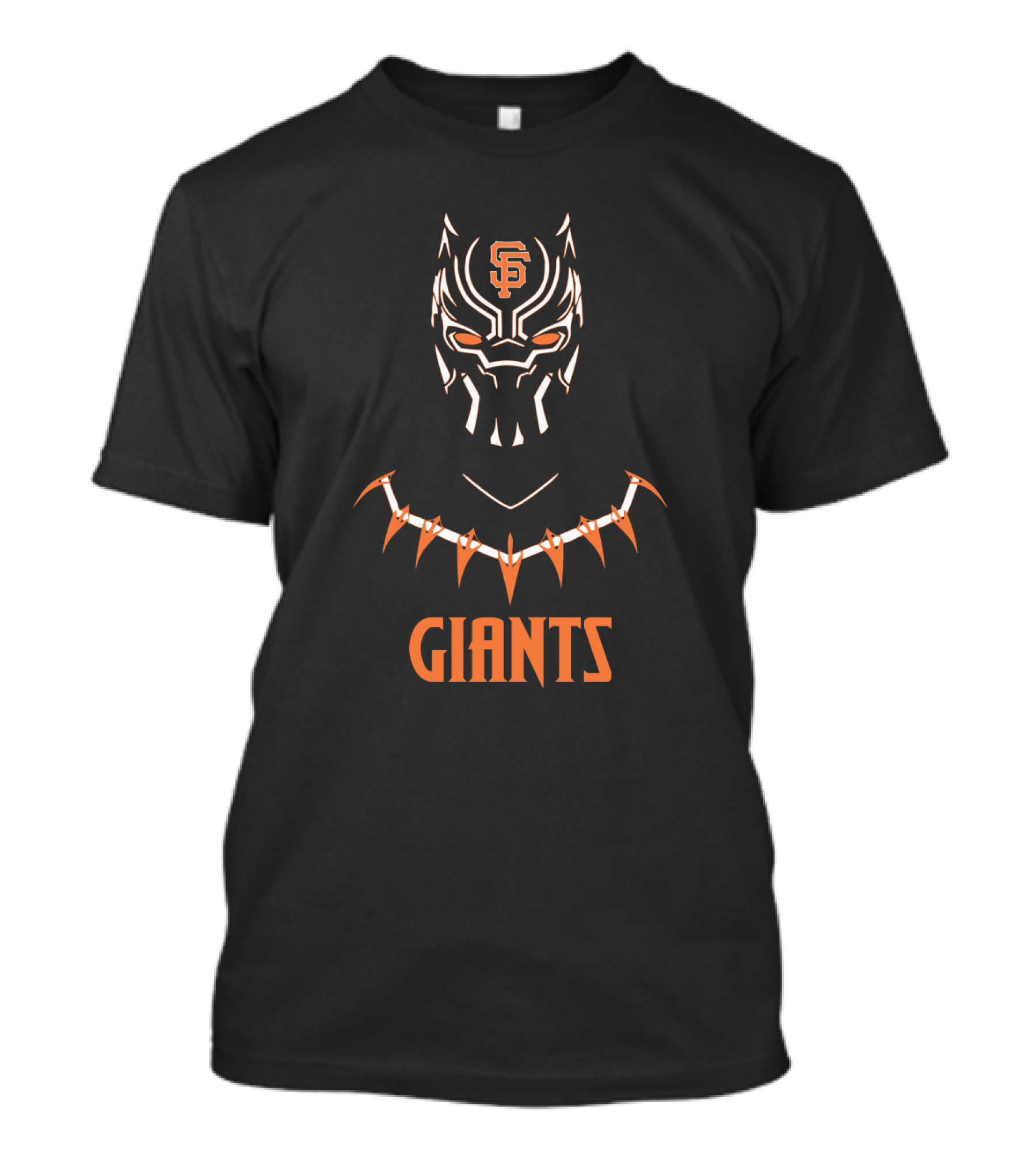 Giants Fan Design Featuring Black Panther Iconic Mask And San Francisco Giants T-Shirt