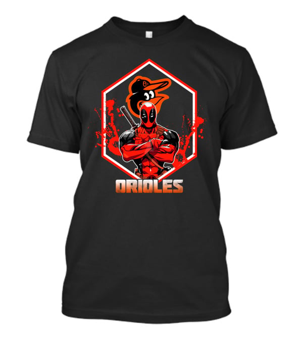 Deadpool With Baltimore Orioles Bird Logo Orioles Fan T-Shirt