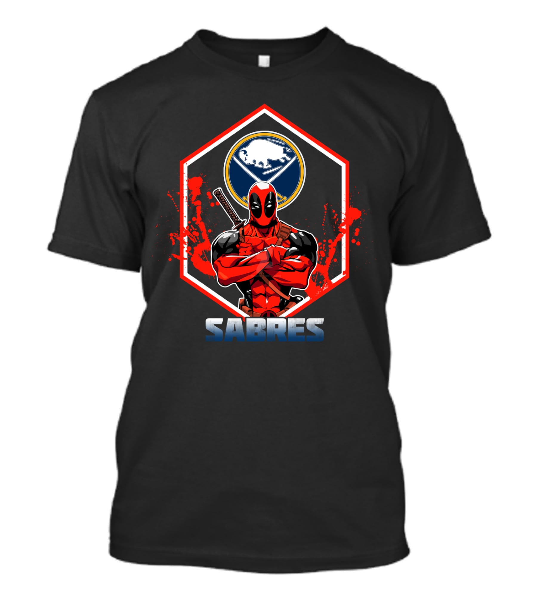 Deadpool With Buffalo Sabres Logo Fan T-Shirt