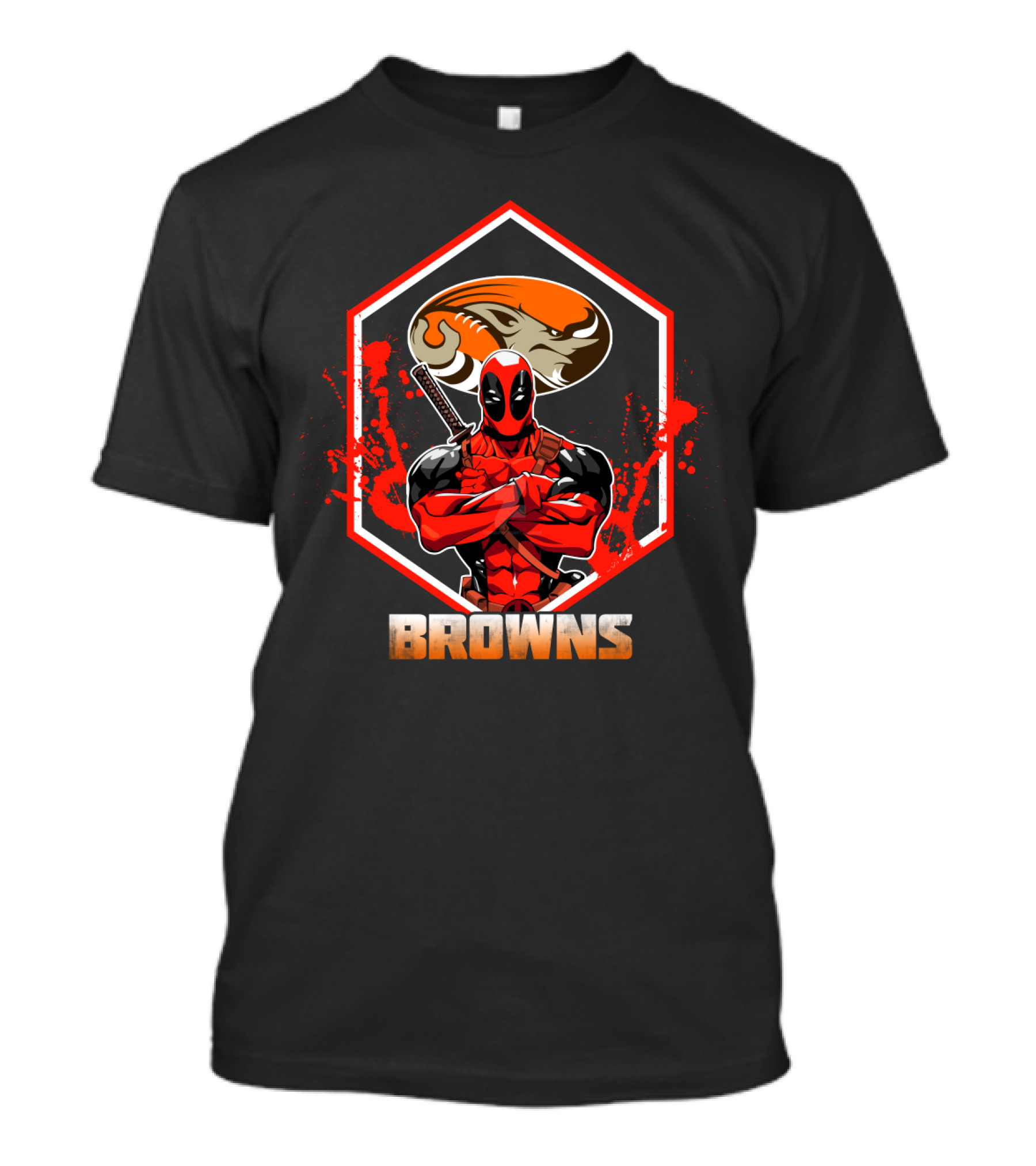 Deadpool Crossover With Cleveland Browns Football Fans T-Shirt