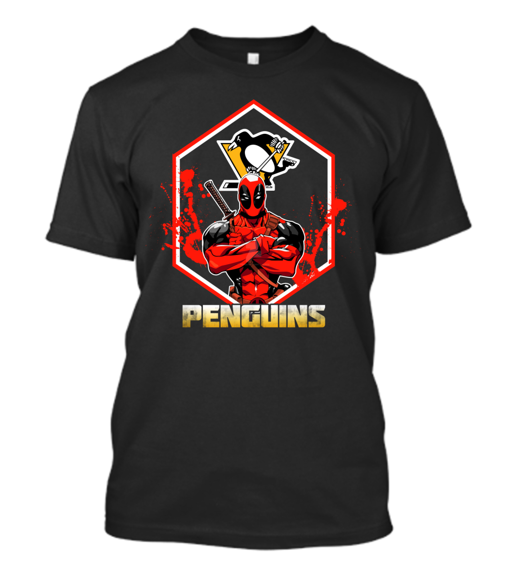 Deadpool Penguins Crossover With Pittsburgh Penguins T-Shirt