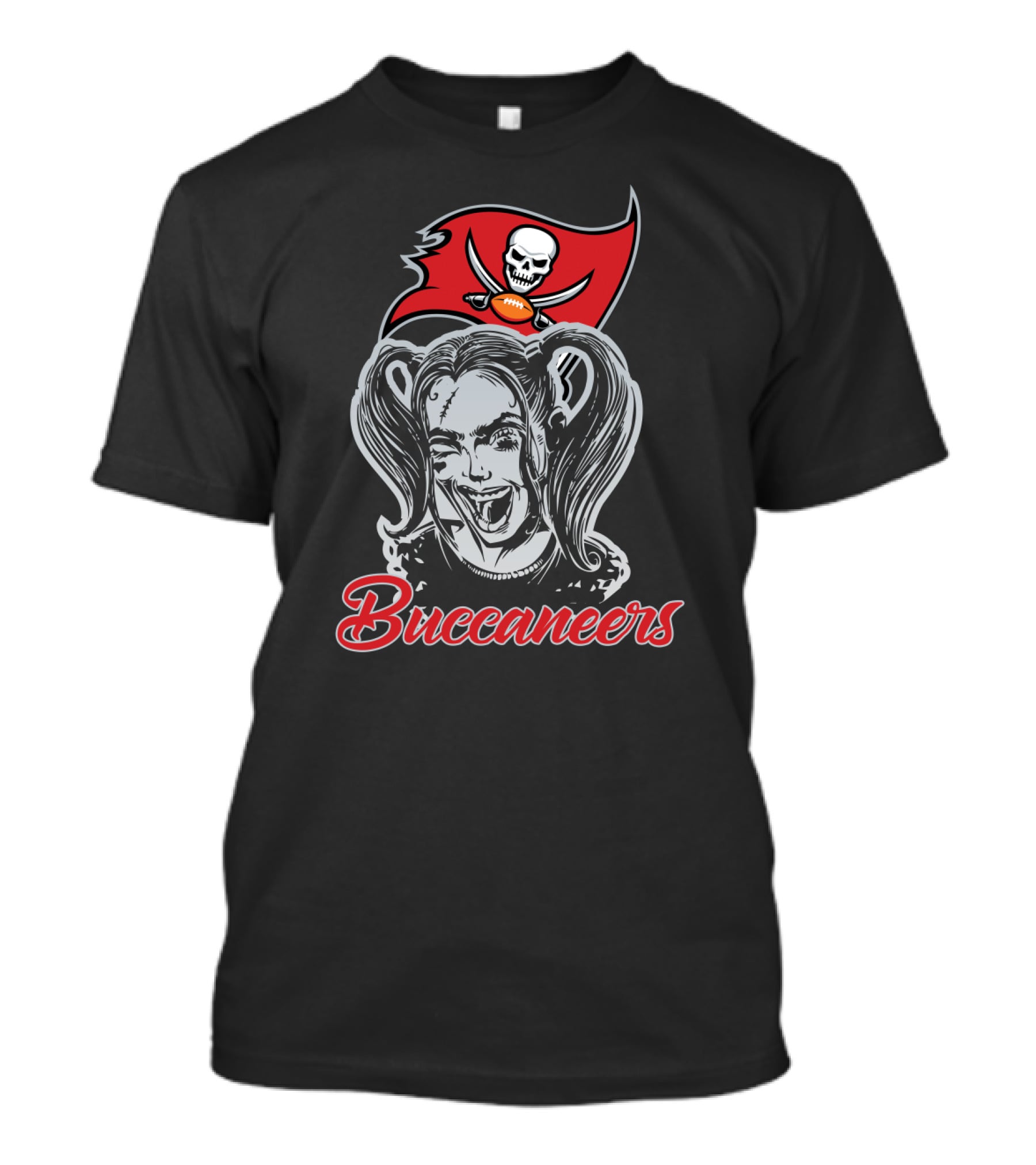 Harley Quinn Buccaneers Pirate Flag Skull Football Fans T-Shirt