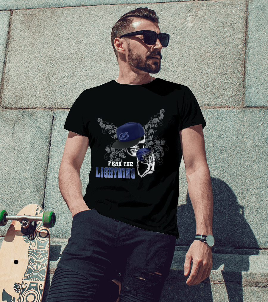 Fear The Lightning Skull With Tampa Bay Lightning Cap And Hockey T-Shirt