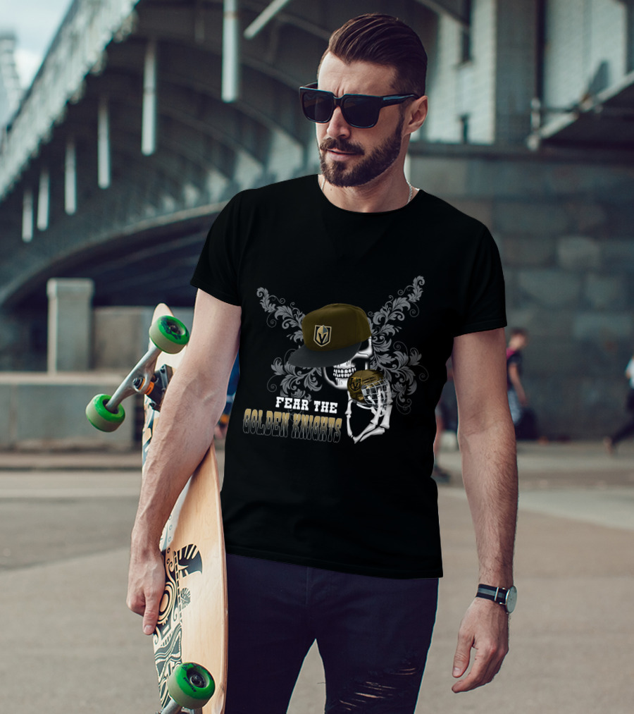 Fear The Golden Knights Skull And Hockey Helmet T-Shirt