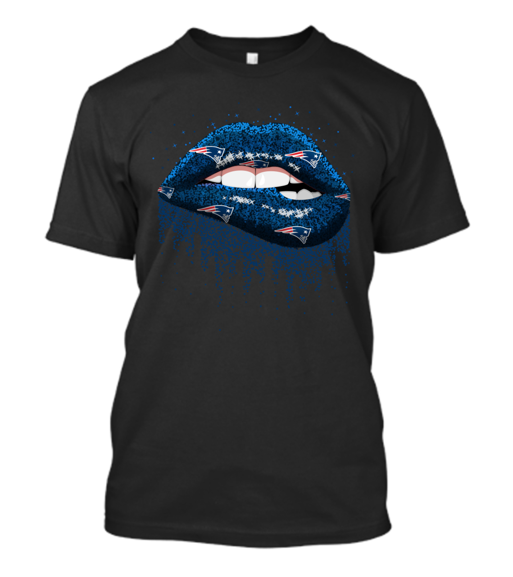 New England Patriots Fans Lips With Team T-Shirt