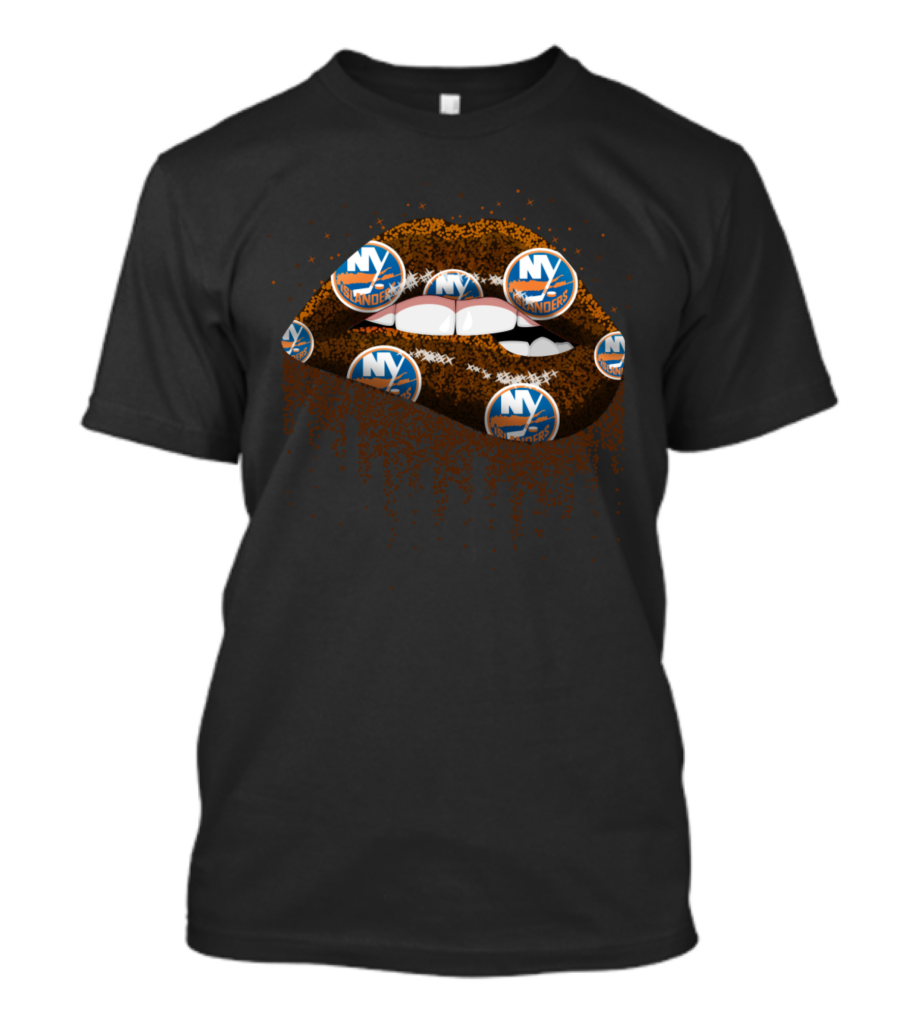 New York Islanders Glitter Lips Logo Fan Spirit T-Shirt