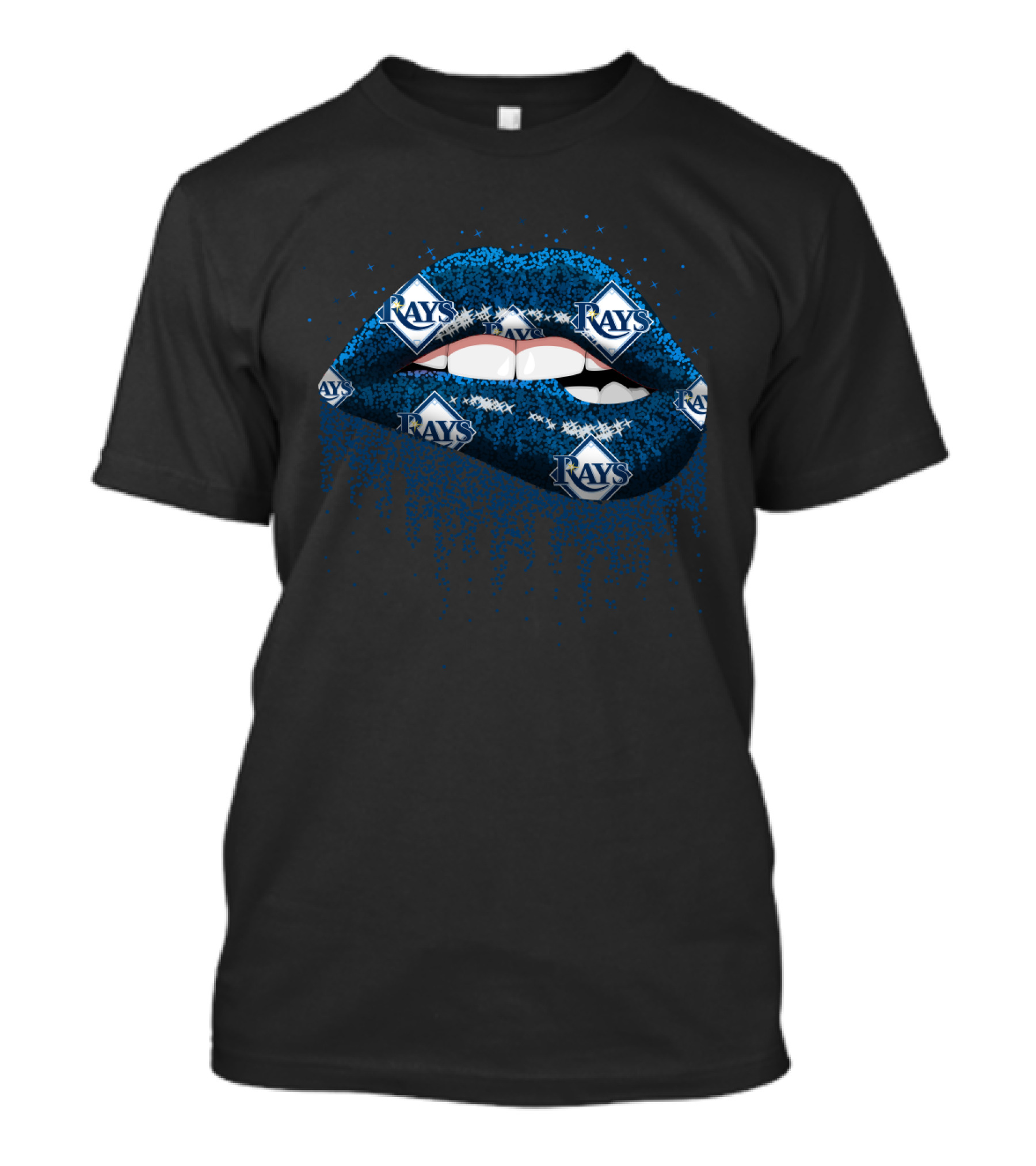 Rays Glitter Lips Design With Tampa Bay Baseball T-Shirt