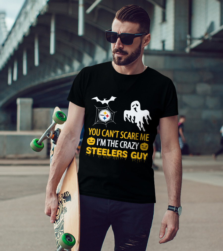 You Can’t Scare Me I’m The Crazy Steelers Guy Halloween Ghost Bat Pumpkin T-Shirt
