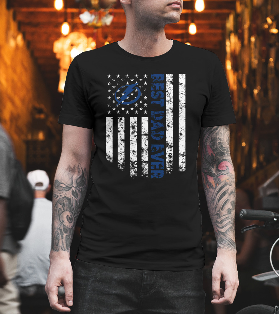 Best Tampa Bay Lightning Dad Ever American Flag T-Shirt
