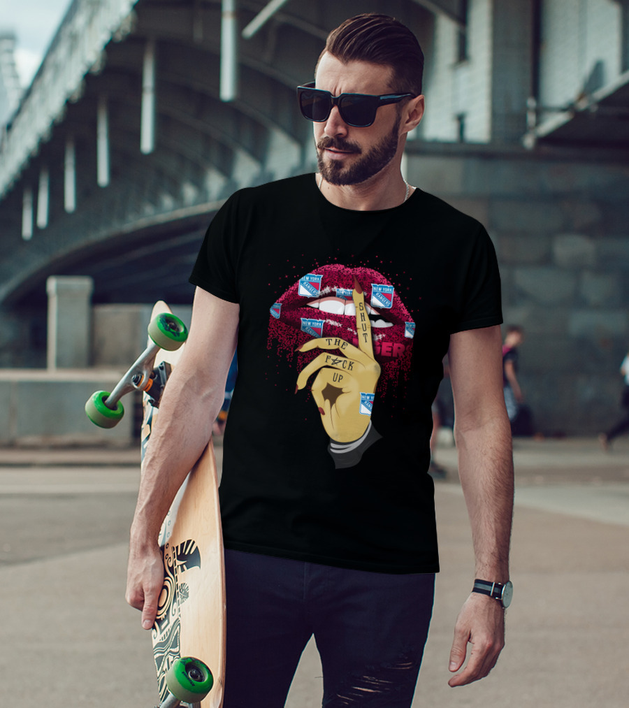 New York Rangers Lips Shut Up Gesture T-Shirt