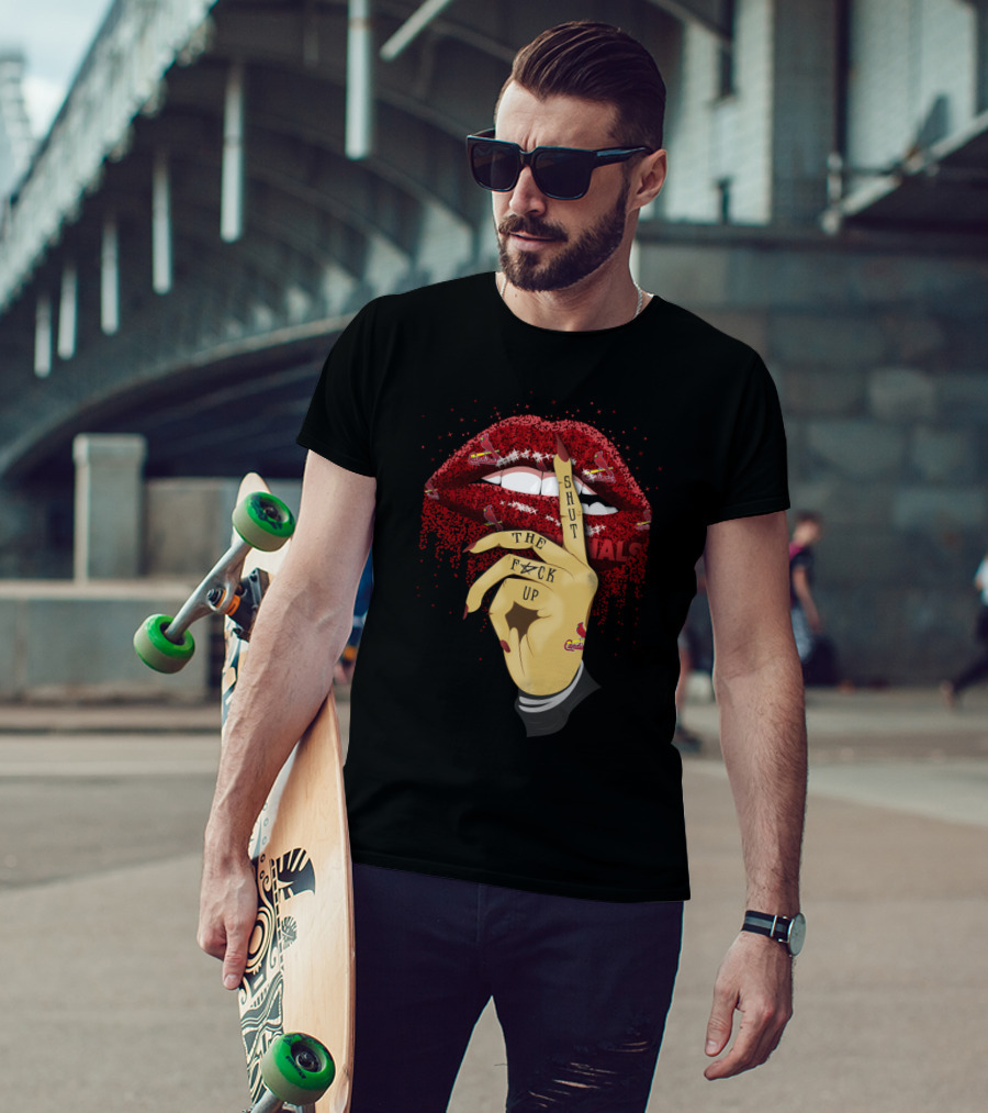 St Louis Cardinals Glitter Lips Shut Up Fan T-Shirt