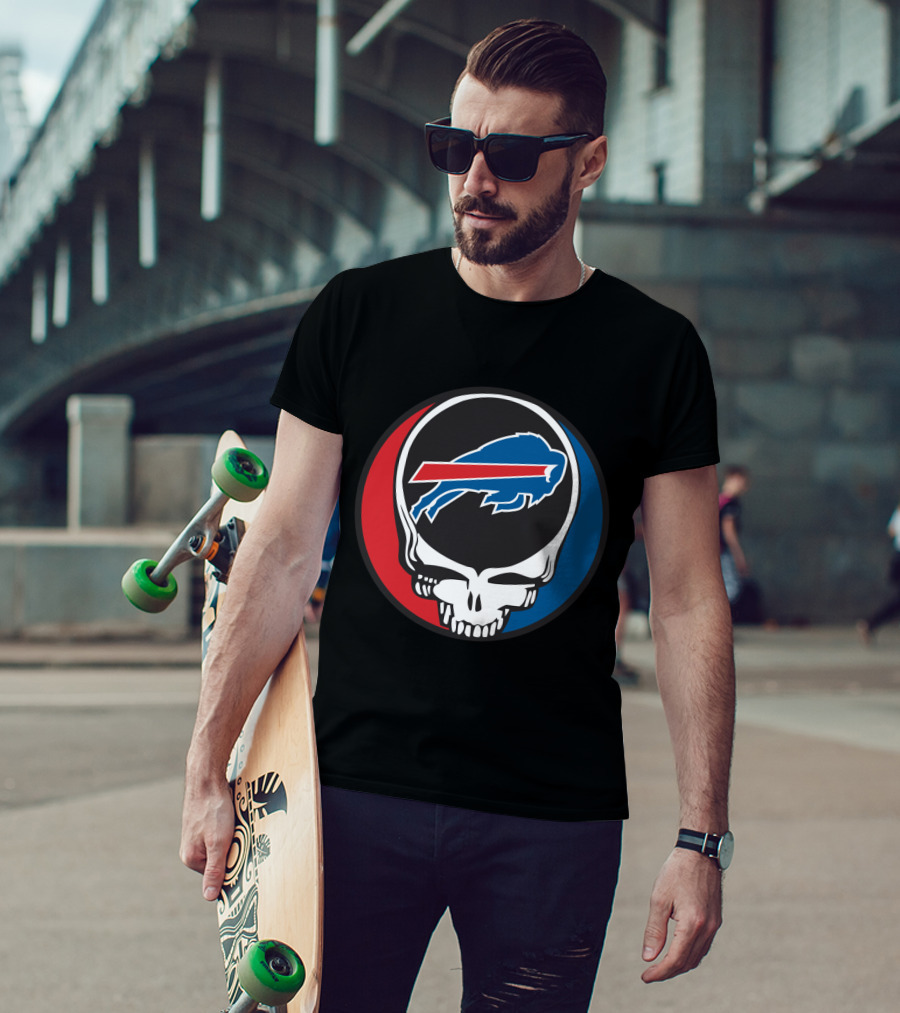 Buffalo Bills Grateful Dead Fan Skull Buffalo Logo Mark T-Shirt