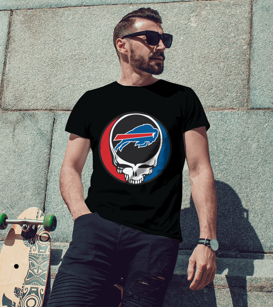 Buffalo Bills Grateful Dead Fan Skull Buffalo Logo Mark T-Shirt