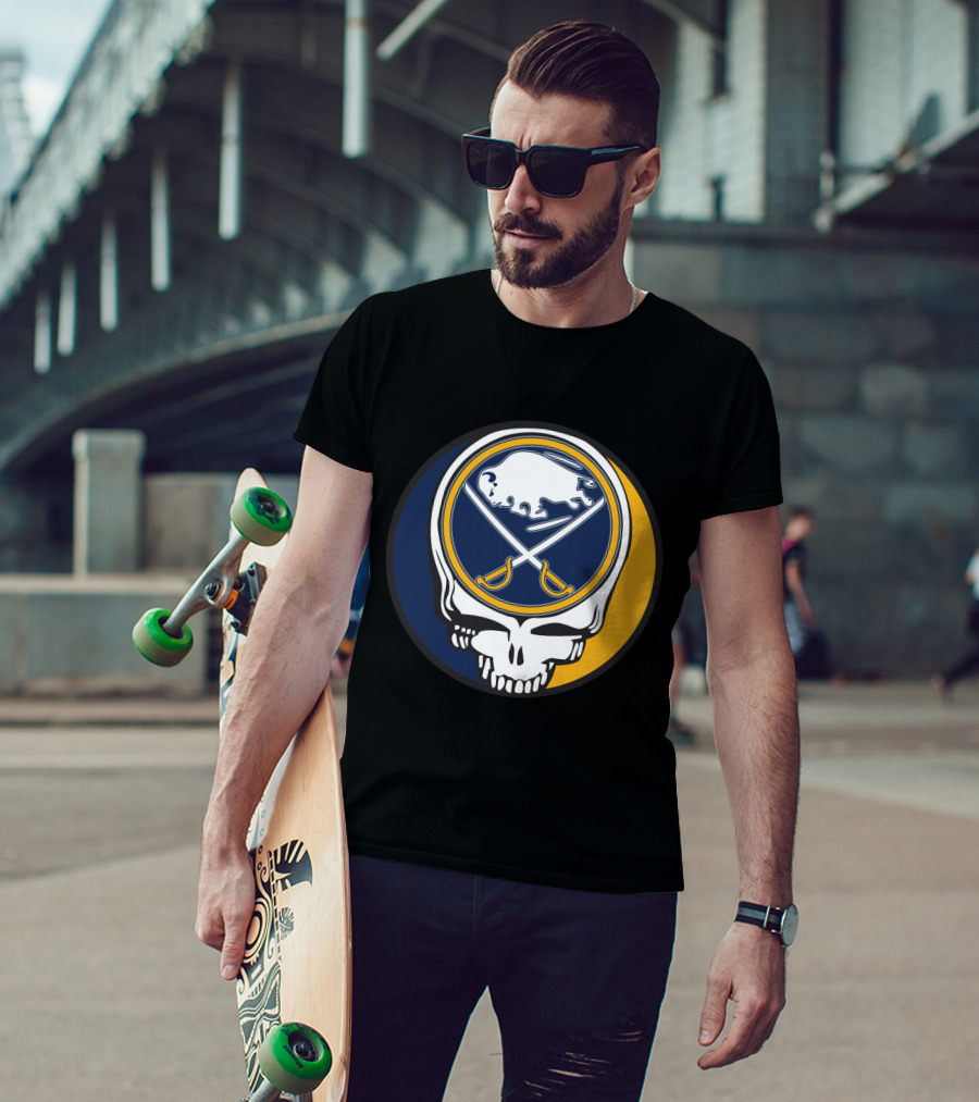 Buffalo Sabres Logo With Grateful Dead Skull Design For Fans T-Shirt