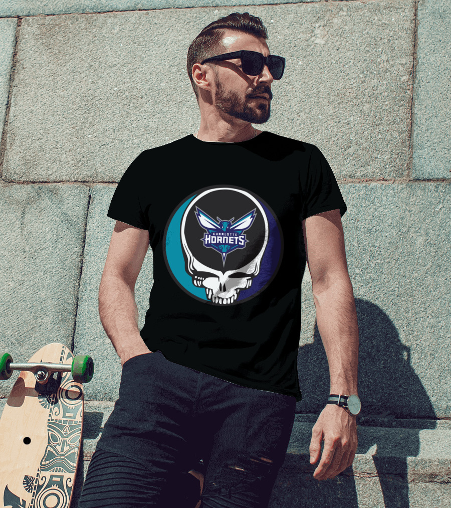 Grateful Dead Charlotte Hornets Skull Logo Combination T-Shirt