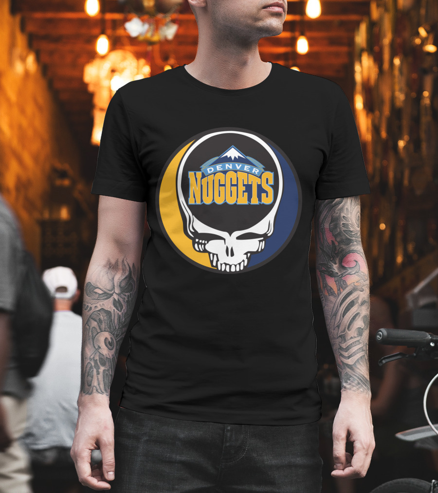 Denver Nuggets Grateful Dead Skull Logo With Mountain Symbol T-Shirt