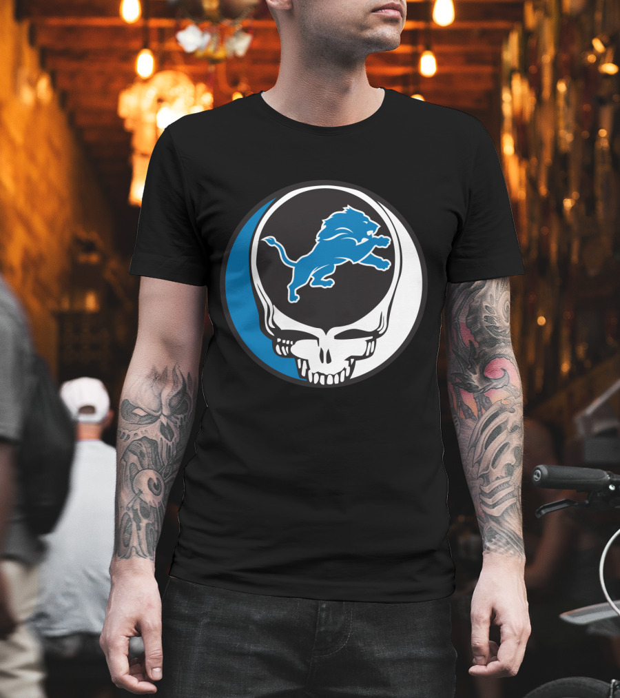 Detroit Lions Fans Grateful Dead Logo Fusion T-Shirt