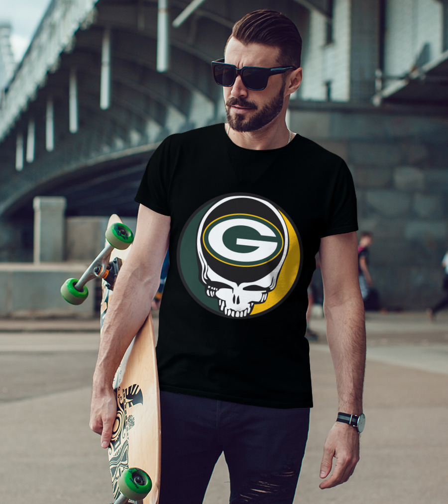 Grateful Dead Green Bay Packers Skull Logo Fans T-Shirt