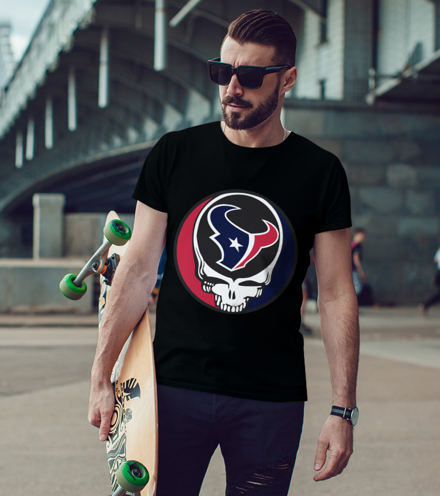 Grateful Dead Skull With Houston Texans Logo For Fans T-Shirt