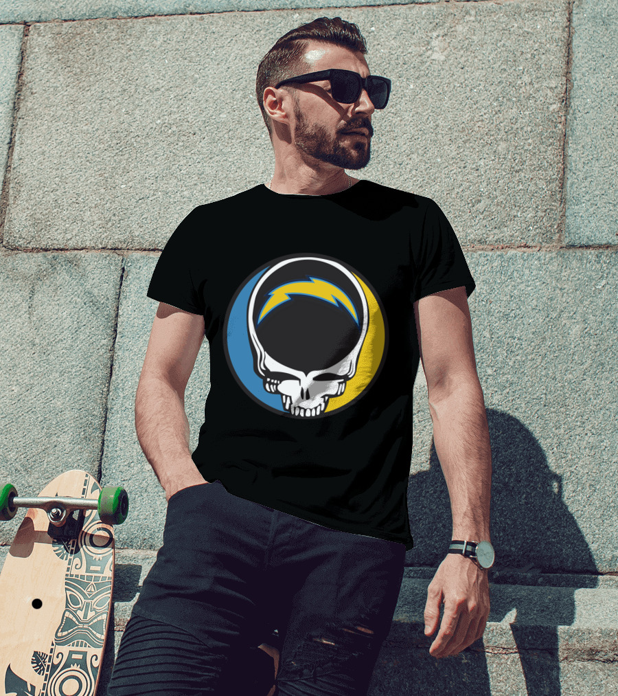 Grateful Dead And Los Angeles Chargers Logo Fusion For Fans T-Shirt