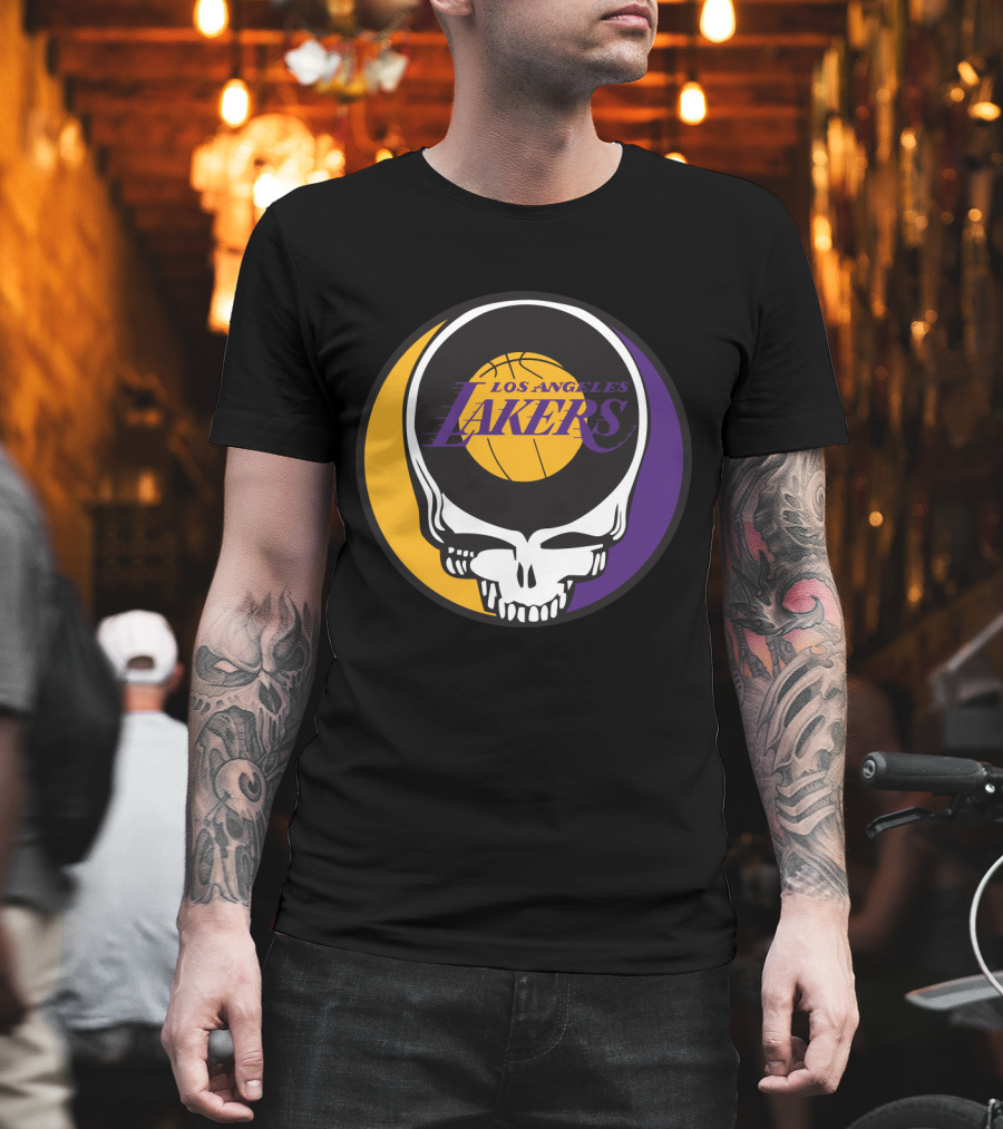 Grateful Dead Los Angeles Lakers Basketball Skull T-Shirt