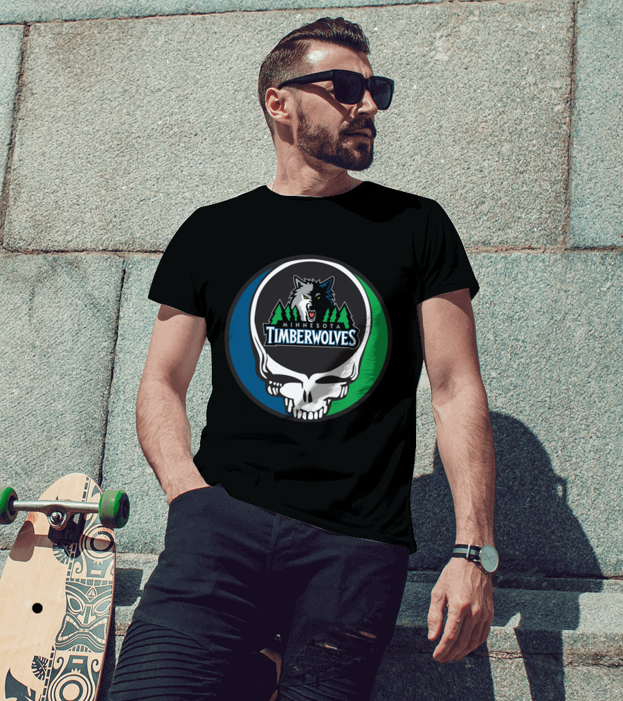 Grateful Dead Minnesota Timberwolves Basketball Fan Skull T-Shirt