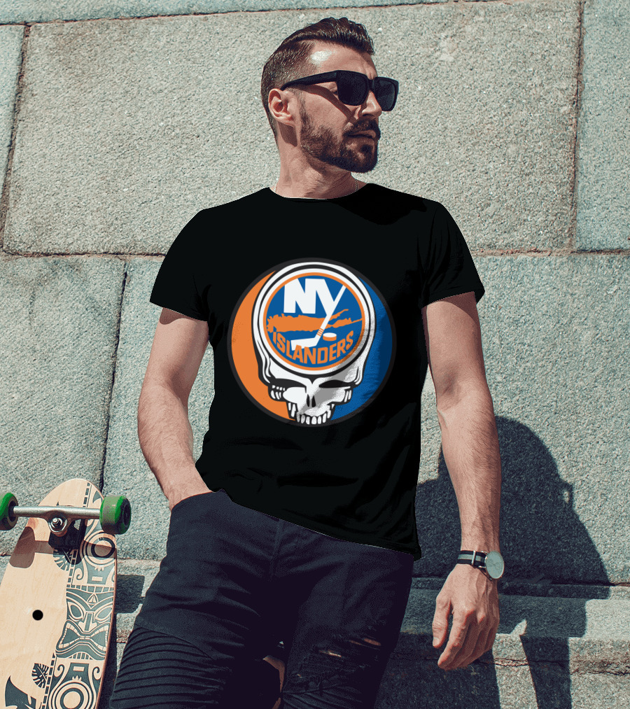 New York Islanders Grateful Dead Skull Logo Mashup T-Shirt
