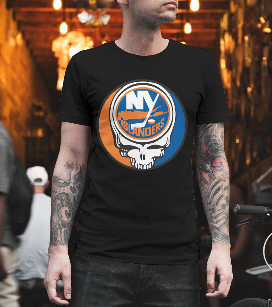 New York Islanders Grateful Dead Skull Logo Mashup T-Shirt
